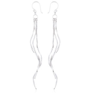 A pair of 925 silver chandelier earrings twisted wire on box chains