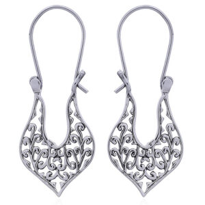 A pair of designer ajoure silver hoop earrings on u shaped wire