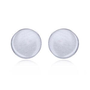 A pair of round concaved brushed 925 silver small stud earrings