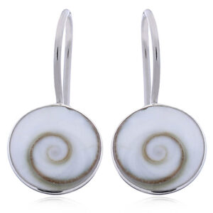 A pair of round sterling silver shiva eye drop earrings