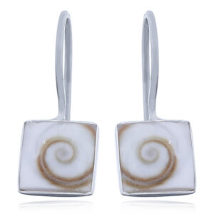 A pair of square sterling silver shiva eye drop earrings