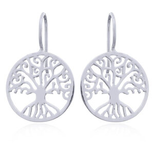 A pair of sterling silver drop earrings twirling branches tree of life