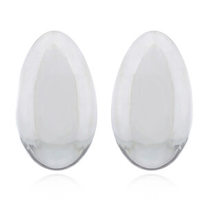 A pair of sterling plain silver ellipse stud earrings