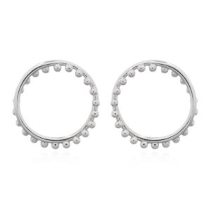 A pair of silver beads twined circle ring stud earrings