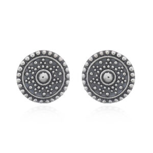 A pair of mandala dotted sun 925 silver stud earrings
