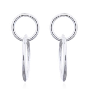 A pair of hanging circle wire rings 925 silver stud earrings