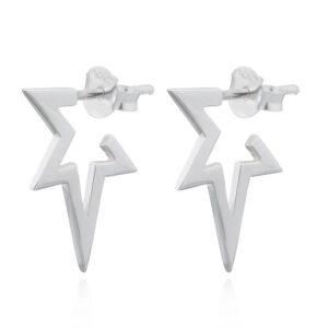 A pair of opened irregular star 925 silver stud earrings