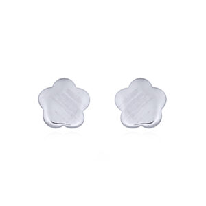A pair of tiny flower plain silver stud earrings rhodium plated