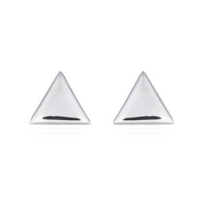 A pair of triangle plain silver stud earrings