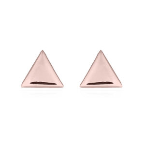 A pair of rose gold triangle plain silver stud earrings