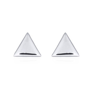 A pair of rhodium plated triangle plain silver stud earrings