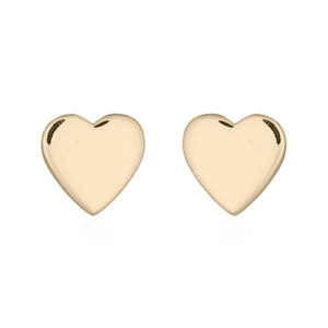A pair of little plain heart 925 silver stud yellow gold plated earrings