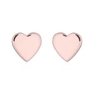 A pair of little plain heart 925 silver stud rose gold plated earrings