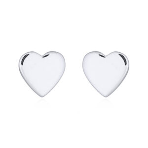 A pair of little plain heart 925 silver stud rhodium plated earrings