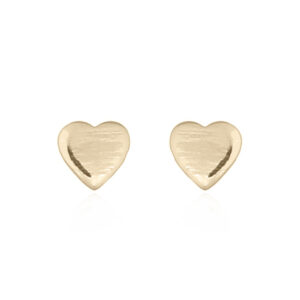 A pair of yellow gold plated tiny plain heart silver stud earrings