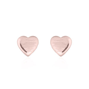 A pair of rose gold plated tiny plain heart silver stud earrings