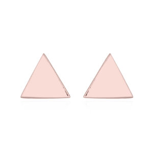 A pair of little plain triangle silver stud rose gold earrings