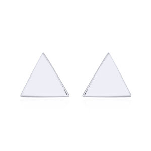 A pair of little plain triangle silver stud rhodium plated earrings