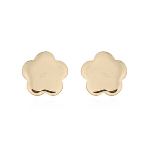 A pair of little plain flower yellow gold plated 925 silver stud earrings