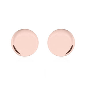 A pair of rose gold little plain round disc silver stud earrings