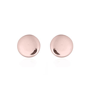 A pair of tiny round disc sterling silver stud rose gold earrings