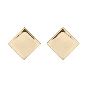 A pair of 6 x 6 m plain square silver stud earrings yellow gold plated
