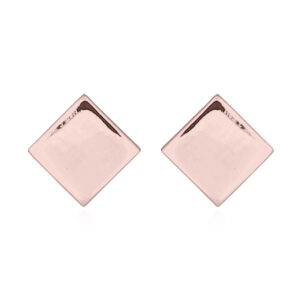 A pair of 6 x 6 m plain square silver stud earrings rose gold plated