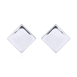 A pair of 6 x 6 m plain square silver stud earrings rhodium plated