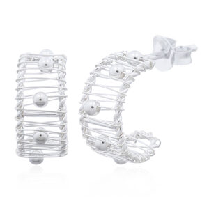 A pair of 925 silver balls rolling on wires of the curve stud earrings
