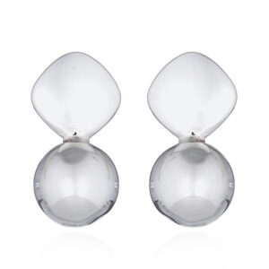 A pair of adorable sphere couple silver square stud earrings