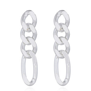 A pair of sterling silver three linked chain stud earrings