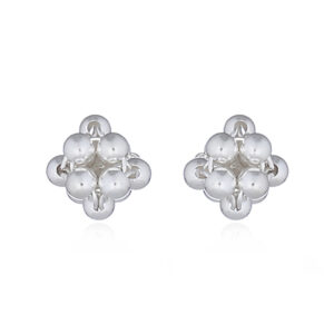A pair of spheres linked flower 925 silver stud earrings