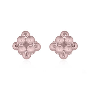 A pair of spheres linked flower silver stud rose gold plated earrings