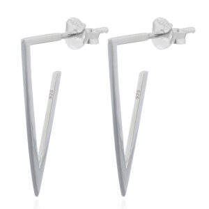 A pair of 925 silver plain silver wire in angular shaped stud earrings