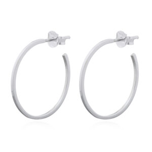 A pair of 925 silver plain silver wire in circle shaped stud earrings