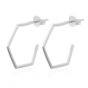 A pair of 925 silver plain silver wire in hexagon shaped stud earrings