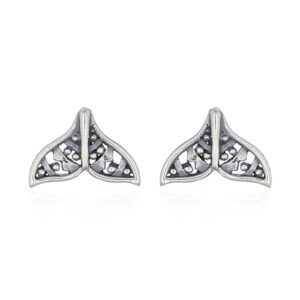 A pair of tales of whale sterling silver vintage stud earrings