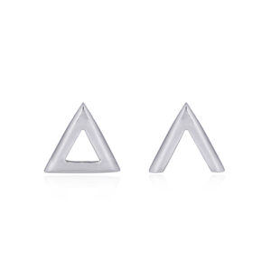 A pair of open & closed triangle silver stud earrings