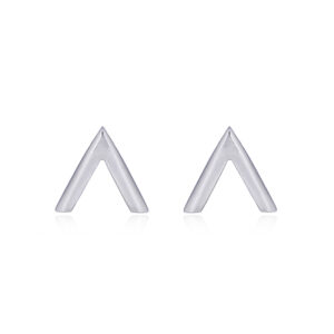 A pair of open triangle silver stud earrings