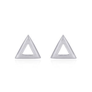 A pair of triangle outline silver stud earrings