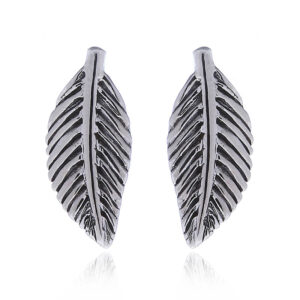 A pair of oxidized 925 silver leaf stud earrings