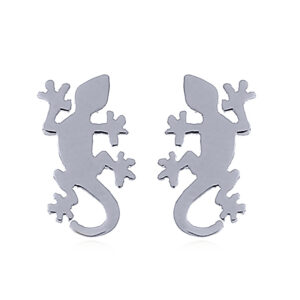A pair of gecko lizard sterling silver stud earrings