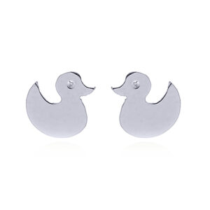 A pair of baby duckling shiny silver stud earrings