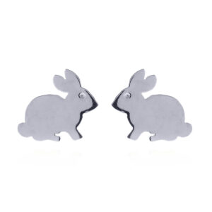 A pair of bunny rabbit sterling silver stud earrings