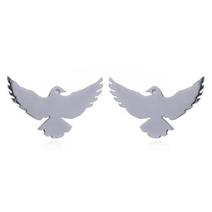 A pair of high polished eagle silver stud earrings