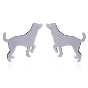 A pair of flattened 925 silver dog stud earrings