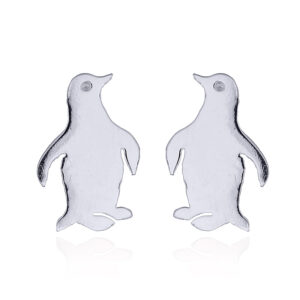 A pair of sterling silver penguin stud earrings