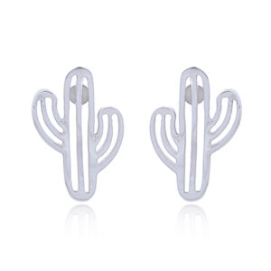 A pair of sterling silver cactus stud earrings