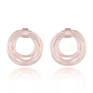 A pair of wire nest rose gold stud earring