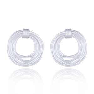 A pair of wire bird nest 925 silver stud earrings